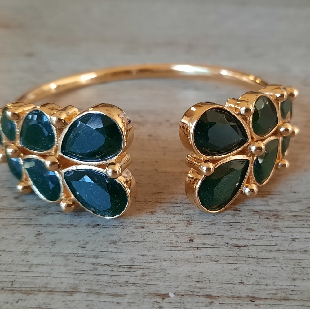 Hespera Green sunstone gold cuff bracelet